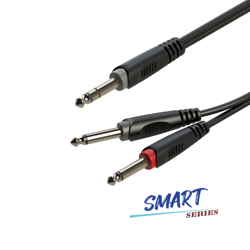 High performance audio connection cable 1 x 6.3mm stereo Jack plug - 2 x 6.3mm mono Jack plug Roxtone SAYC100L1